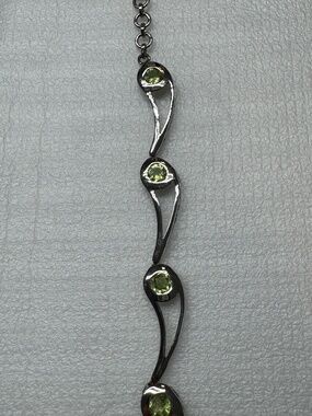 Dainty Peridot Sterling Silver Bracelet